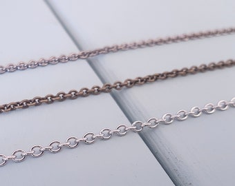 Replacement Chain Necklaces 2 mm Soldered Link Lobster - 16-32 Inches  Gunmetal - Antique Bronze - Silver Stainless Steel - Gold - Rose Gold