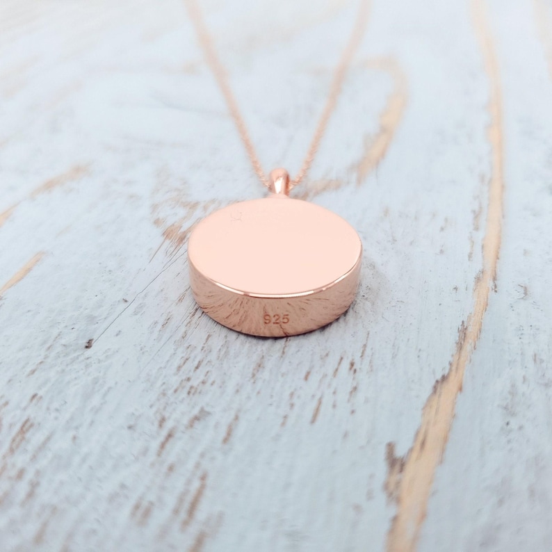 Rose Gold Ash Urn Necklace: Sterling Silver Engraved Memorial Pendant image 2