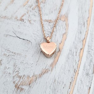 Rose Gold Heart Cremation Necklace: Ash Urn Memorial Keepsake, Personalized Pet Memorial Engraving image 3