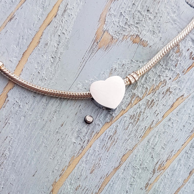 Personalized Heart Cremation Ash Urn Charm Bead Pandora Etsy