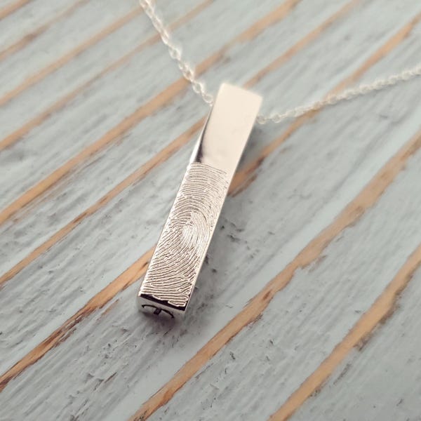 Fingerabdruck Gravierte Sterling Silber Urne Halskette - Personalisierter Erinnerungsanhänger - Haustier