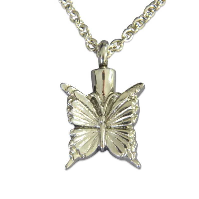 Silver Butterfly Cremation Urn Necklace Ashes Pendant Etsy
