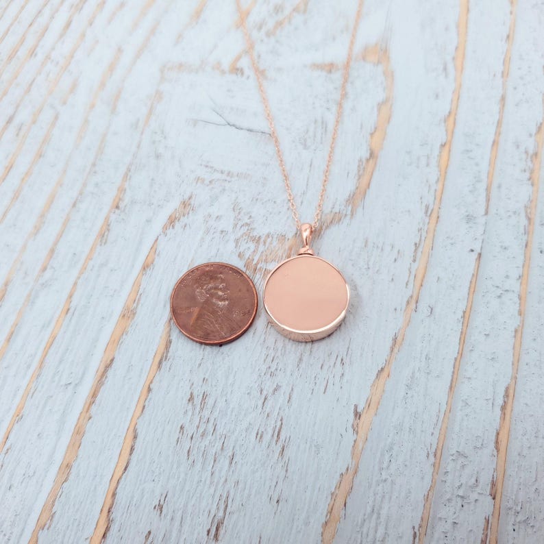 Rose Gold Ash Urn Necklace: Sterling Silver Engraved Memorial Pendant image 4
