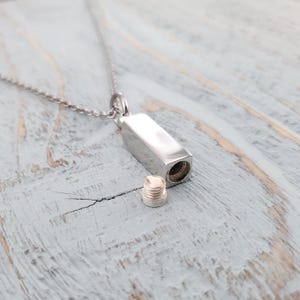 Engraved Sterling Silver Ash Urn Necklace: Pet Memorial Cremation Jewelry image 6