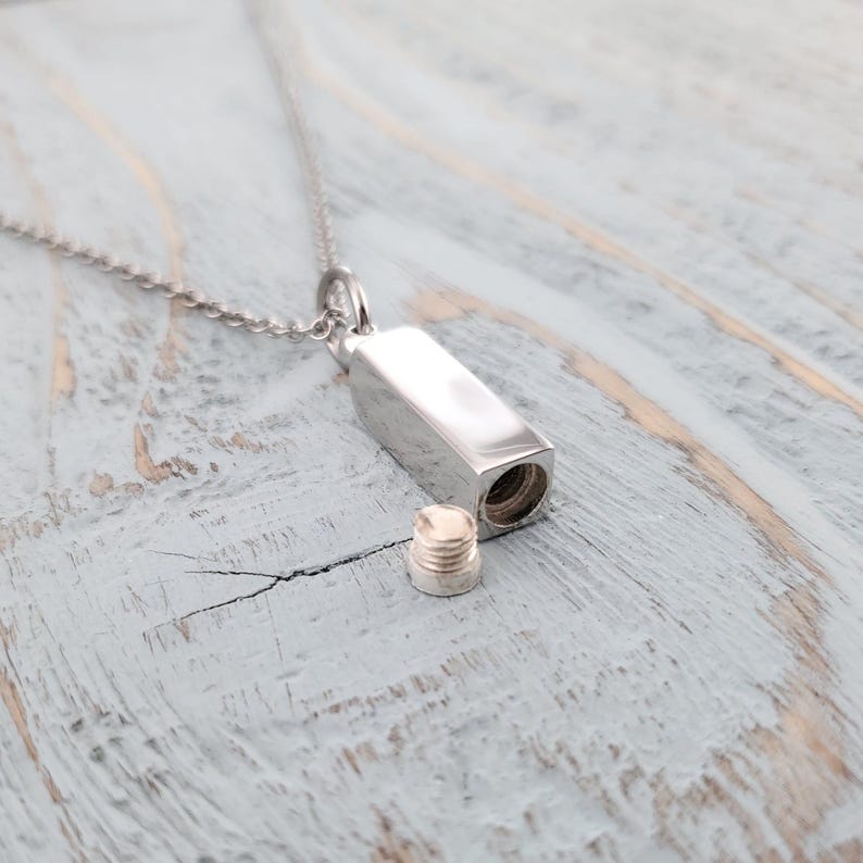 Engraved Sterling Silver Ash Urn Necklace: Pet Memorial Cremation Jewelry image 6