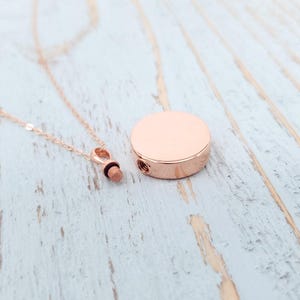 Rose Gold Ash Urn Necklace: Sterling Silver Engraved Memorial Pendant image 3