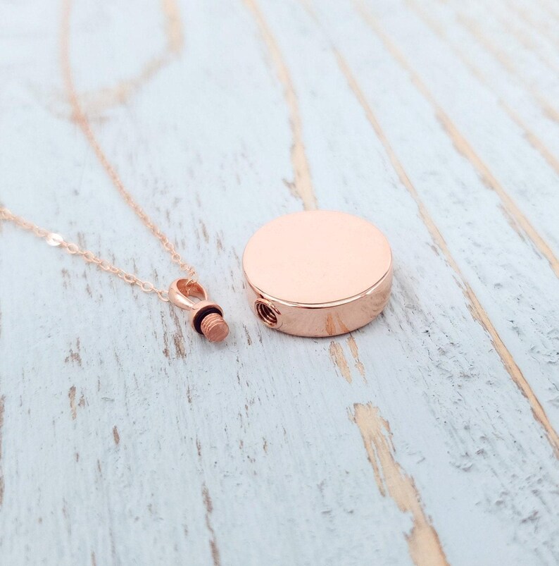 Rose Gold Ash Urn Necklace: Sterling Silver Engraved Memorial Pendant image 3