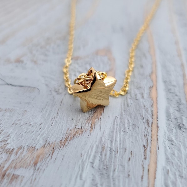 Winziger Goldstern Urnenhalskette: Edelstahl-Denkmal-Anhänger, individuelle Gravur - Haustier-Denkmal