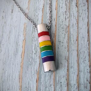 Rainbow Cremation Ash Urn Necklace: LGBTQ Capsule Locket, Custom Engraved - Pet Memorial