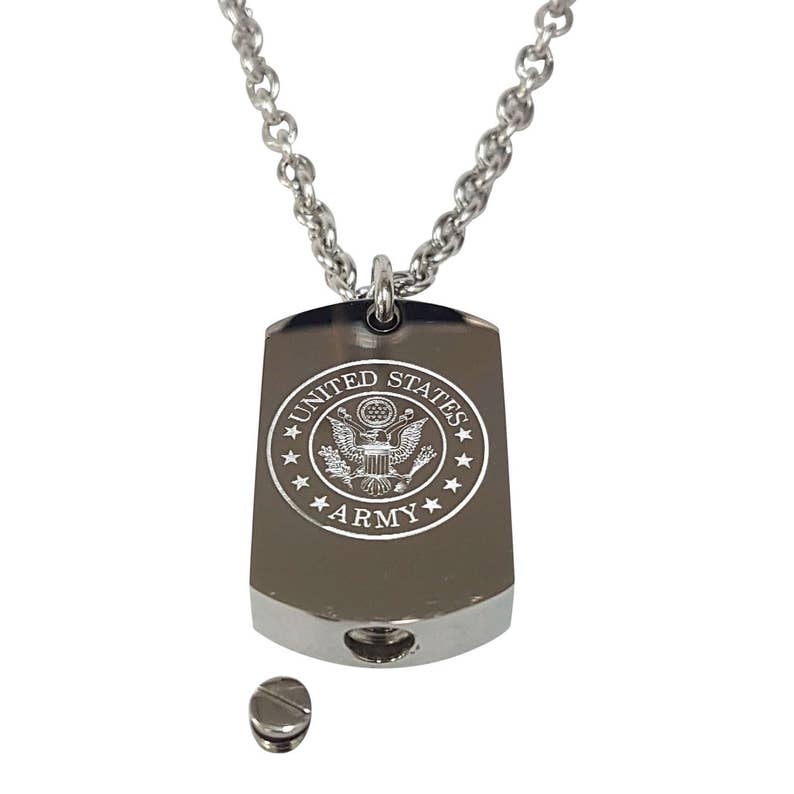 US Army Engraved Dog Tag Cremation Ashes Urn Necklace Etsy