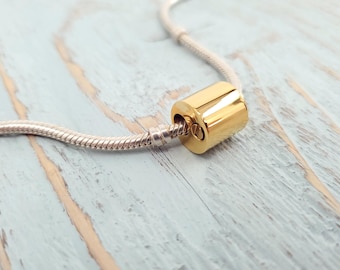 Personalized Gold Cremation Bead: Stainless Steel Urn Charm for Ashes - Pet Memorial