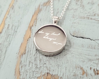 Handwriting Engraved Cremation Urn Necklace: Sterling Silver Pet Memorial Ash Pendant
