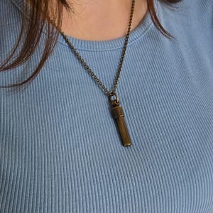 Tiny Ash Urn Charm Pendant Necklace: Antique Brass image 1