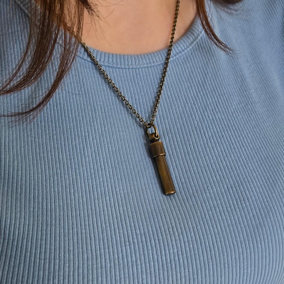 Tiny Ash Urn Charm Pendant Necklace: Antique Brass