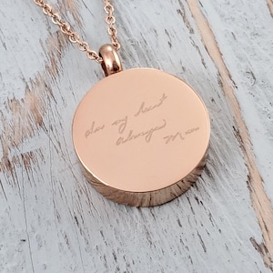 Collier personnalisé pour urne funéraire avec écriture manuscrite : cendre souvenir en acier inoxydable or rose - Pet Memorial