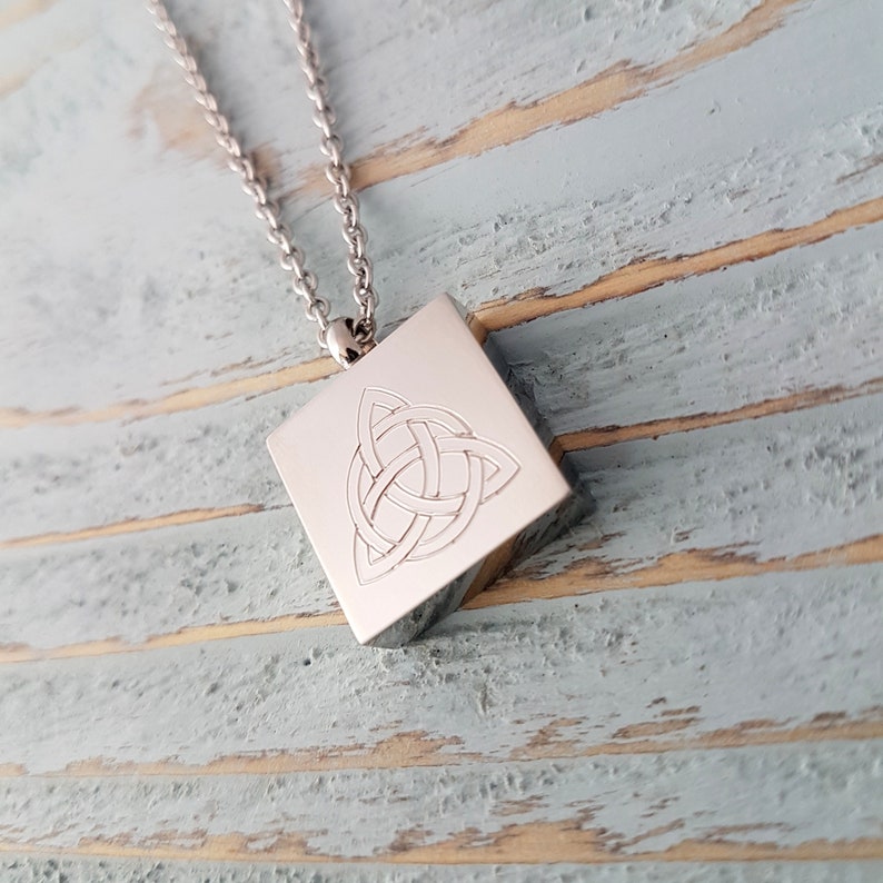 Celtic Triquetra Trinity Knot Cremation Urn Pendant Necklace Etsy