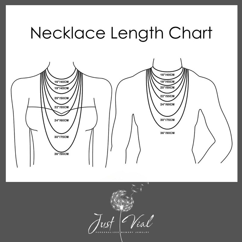 a diagram of a necklace length chart