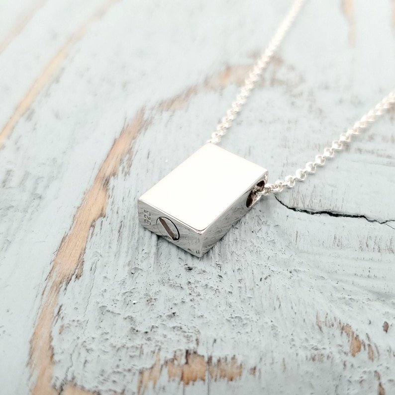 Sterlingzilveren asurnhangerketting: moderne herdenkingssieraden, gepersonaliseerde gravure huisdier afbeelding 2