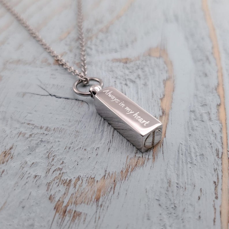 Engraved Sterling Silver Ash Urn Necklace: Pet Memorial Cremation Jewelry image 5