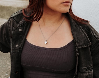 Tiny Silver Heart Capsule Cremation Urn Ashes Pendant Necklace - Memorial Keepsake Free Personalized Engraving Available  Mourning Gift