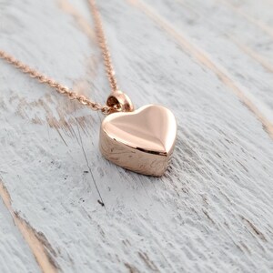 Rose Gold Heart Cremation Necklace: Ash Urn Memorial Keepsake, Personalized Pet Memorial Engraving image 2