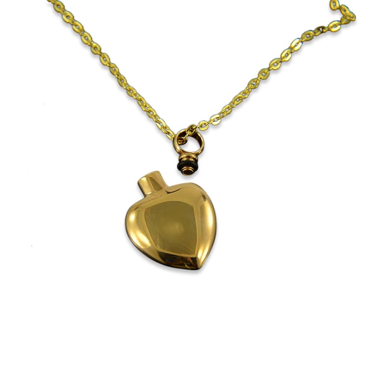 Gold Heart Cremation Ash Urn Pendant Necklace Gold Anodized Etsy