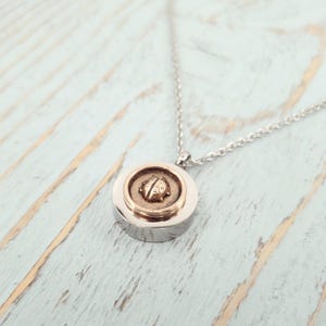 Collar con urna de mariquita: Memorial de bronce y acero inoxidable, grabado personalizado
