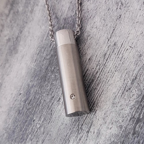 Capsule Crystal Pendant Necklace in Silver