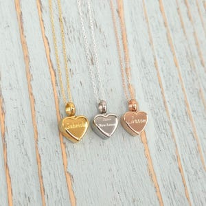 Heart Urn Necklace: Stainless Steel Cremation Jewelry - Ash Keepsake - Multiple Colors - Engraving Pet Memorial Both Sides