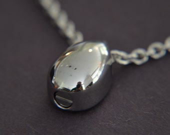 Rounded Tear Drop Cremation Urn Necklace - Memorial Keepsake Pendant - Stainless Steel - Key Chain Option - Custom Engraving Available