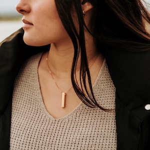 Simple Modern Rose Gold Tube Cremation Ash Urn Necklace - Rose Gold Anodized Solid Stainless Steel - Human or Pet Cremain Gift