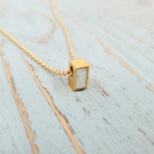 Gold Crystal Cube Ash Urn Necklace: Stainless Steel Cremation Jewelry