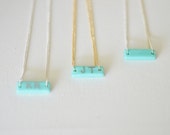 Personalized bar necklace, turquoise necklace, two initial necklace, bridesmaid gift, turquoise pendant,geometric pendant,mint green wedding