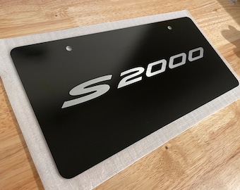 S2000 Thick Metal Track License Plate Black Aluminum Tag