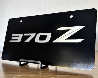 Nissan 370Z Metal Track Plate Thick Black Aluminum License Tag