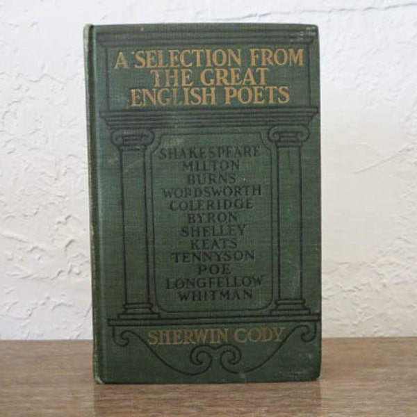 A Selection from the Great English Poets: Shakespeare, Milton, Coleridge, Byron, Shelley - Antique Hardcover Poetry Book