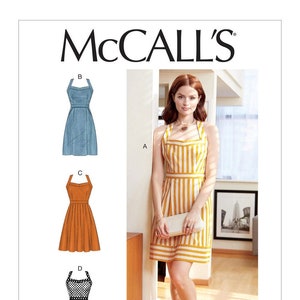 McCall&#39;s M7952 Sewing Pattern  Day Dress Pattern miss and Misses sizing,  button up back- straight or flared skirt  Optional pockets