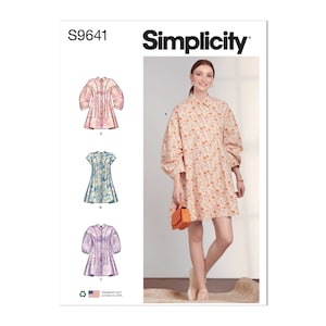 Simplicity Sewing Pattern S9641 Button Down Shirt  Dress Womans  Sizes  14-22