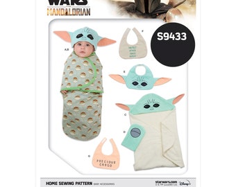 Simplicity S9433 Star Wars Mandalorian Baby Yoda,Cap Swaddle,Towel peeper & Accessories Simplicity Sewing Pattern