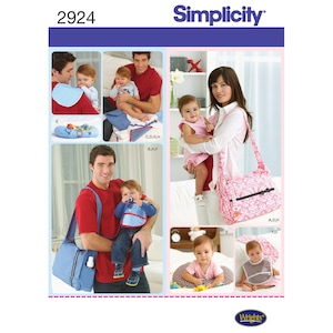 Simplicity Pattern 2924 Sew for Baby Nappy /Diaper Bag & accessories , Bibs,burp cloth ,Lanyard  - Paper sewing pattern