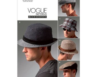 Men's Hat Vogue Sewing Pattern V8869 - Brogue , Cap or sun hat styles All sizes - Vogue accessories