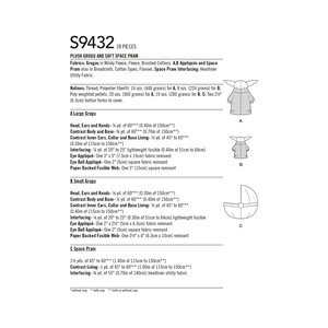 May include: Sewing pattern for a plush Grogu and a space pram. The pattern includes instructions for making a large and small Grogu, as well as a space pram. The pattern also includes a list of materials and notions needed to complete the project.