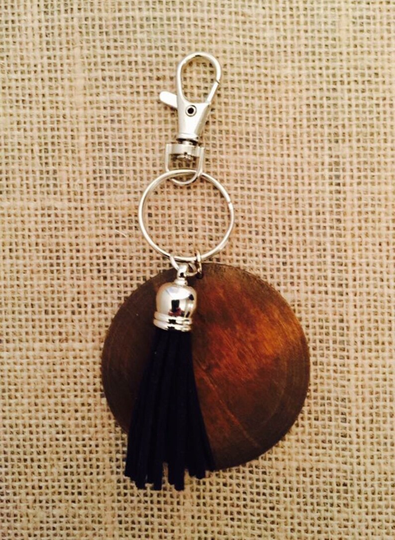 2.25 Wood and Tassel Keychain Blank monogram Blanks Etsy