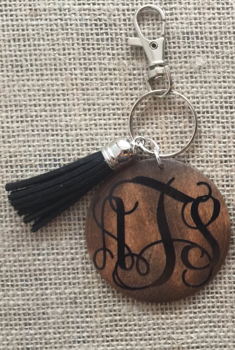 2.25 Wood and Tassel Keychain Blank monogram Blanks Etsy
