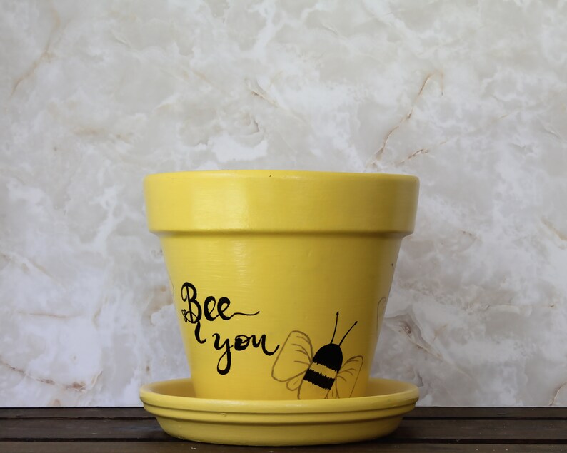 Bumble Bee Hand Painted Flower Pot