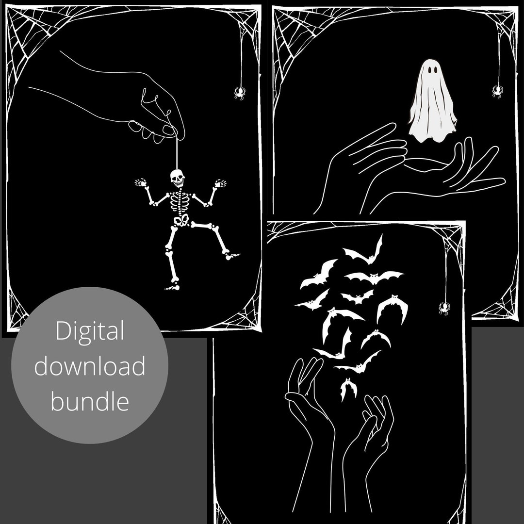 Druckbares Halloween Wandkunst Bundle, Gruselige Geister Wandkunst ...