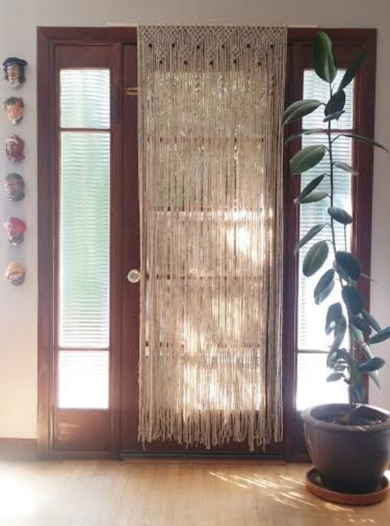 Beaded Curtains Room Divider Yarn Garland Boho Decor Wood Bead Etsy