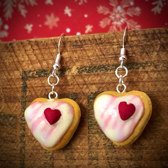 Heart shaped donut earrings // Miniature Food Jewelry // Dessert Earrings // Valentine’s Day Earrings // Dunkin’ donuts
