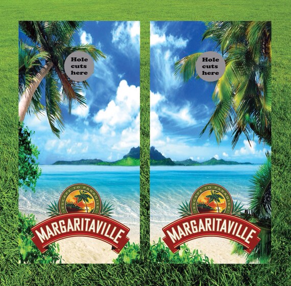 Margaritaville Beach Cornhole Board Wraps Skins Vinyl Laminated HIGH QUALITY! 