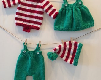Christmas Elf Outfit Pattern for 14"-15" soft body baby doll